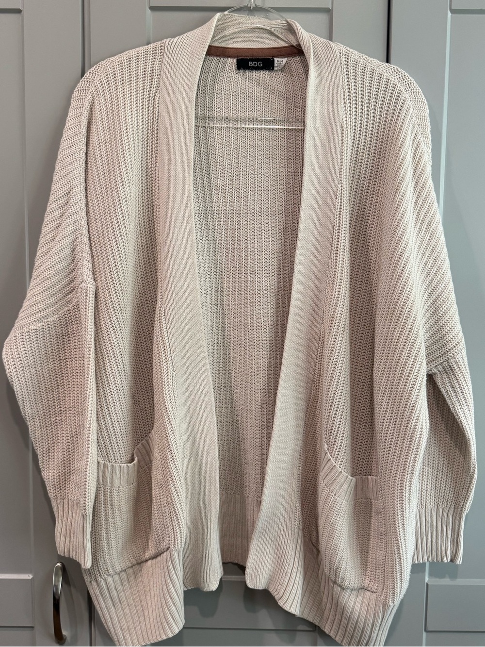 BDG Beige Open-Front Knit Cardigan Sweater